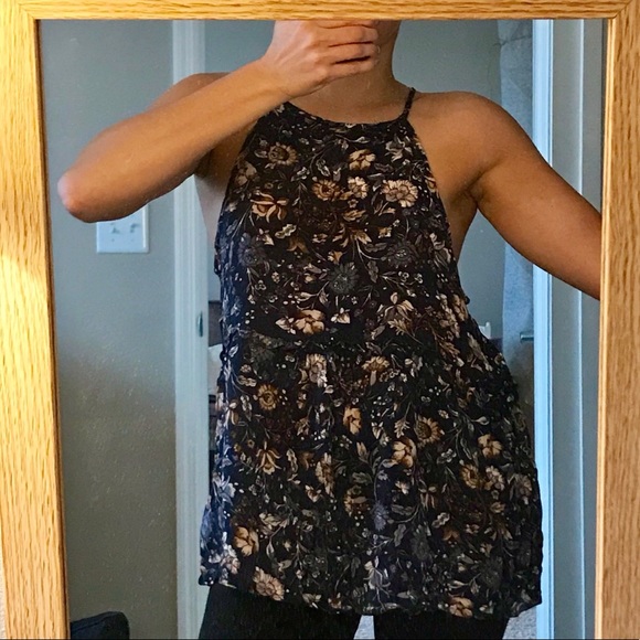 NWT AE Floral High-Neck Flowy Top - Picture 3 of 8